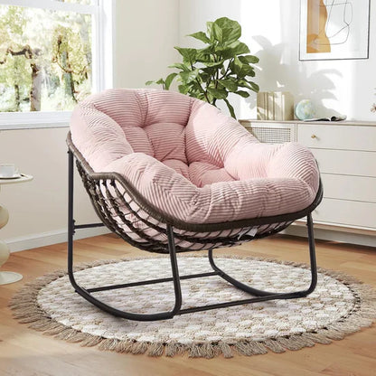 Oversized Rocking Egg Chair: Comfy Wicker Design, Perfect for Indoor/Outdoor Lounging