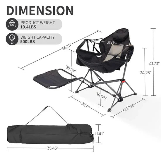 450lbs Heavy-Duty Hammock Camping Chair – Portable Swing Seat with Pedal, Outdoor-Ready for All Adventures