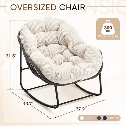 Oversized Rocking Egg Chair: Comfy Wicker Design, Perfect for Indoor/Outdoor Lounging
