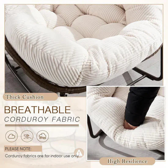 Oversized Rocking Egg Chair: Comfy Wicker Design, Perfect for Indoor/Outdoor Lounging