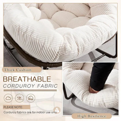 Oversized Rocking Egg Chair: Comfy Wicker Design, Perfect for Indoor/Outdoor Lounging